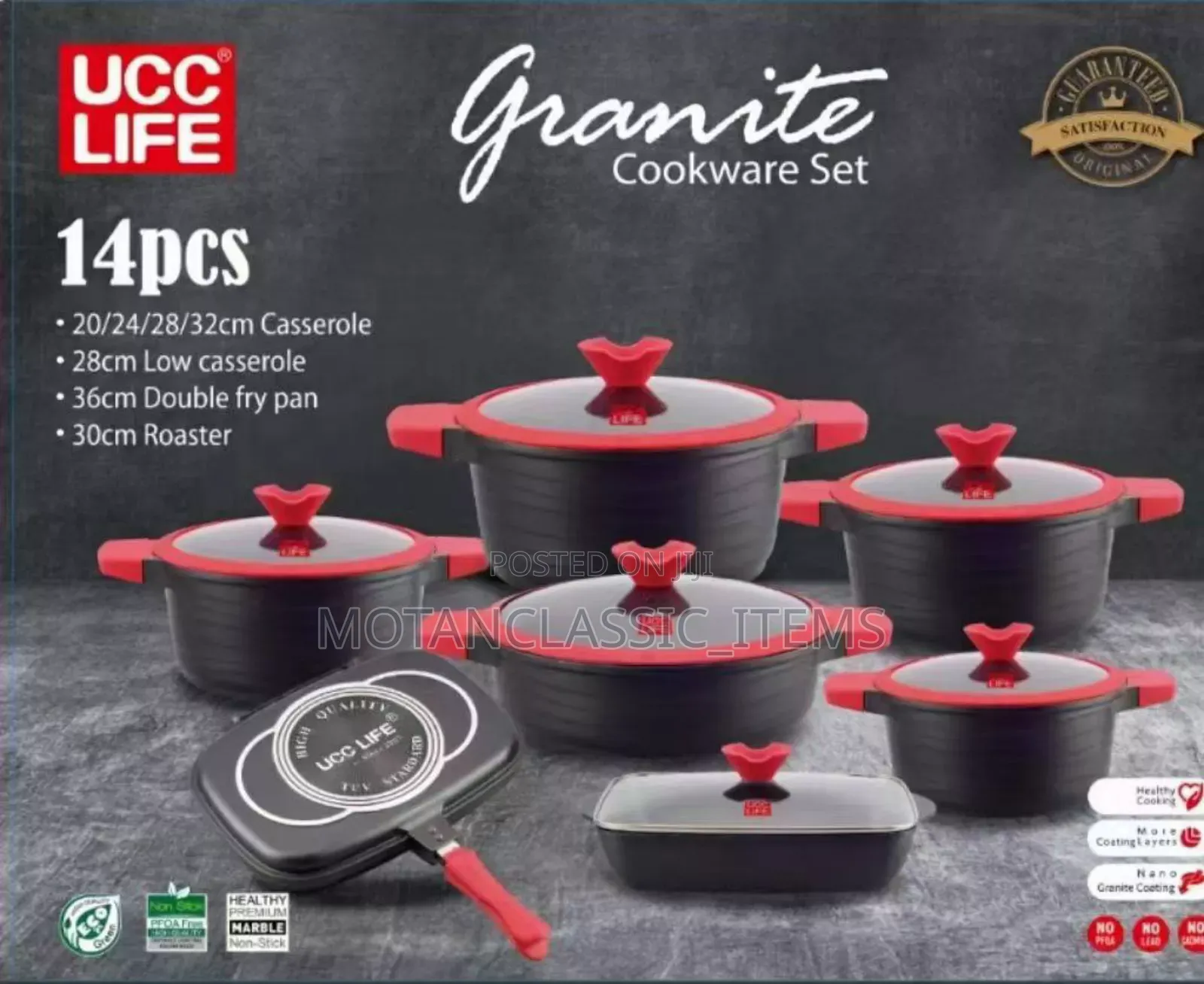 Quality Granite Casserole Non Stick Cookware/Pots Set (14pc)