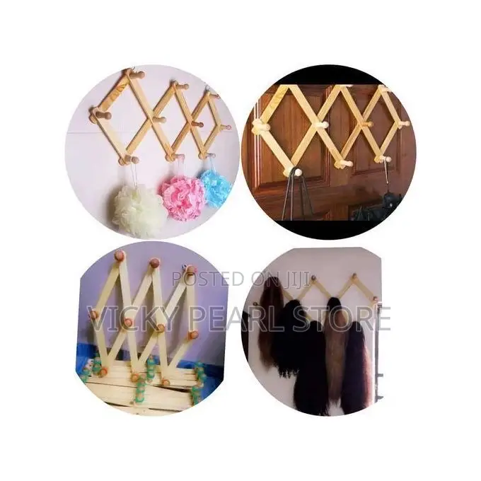 Collapsible Wooden Wall Bag Cap Wig Hair Sponge Hanger