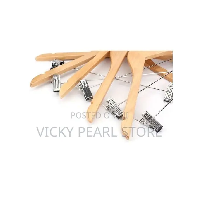 Wooden Hanger With Clips(Pack of 10)