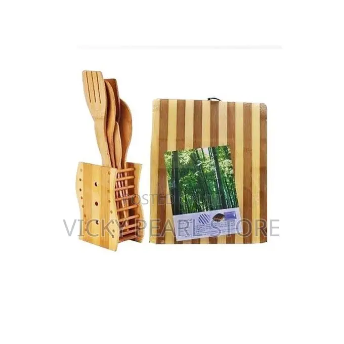 Bamboo Chopping Board and Wooden Spoon Set.