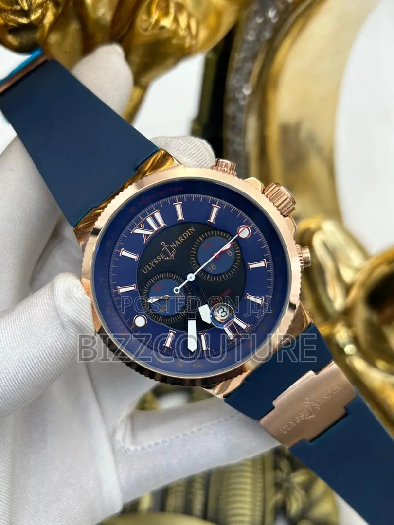 Original Ulysse Nardin Chronograph Blue Rubber Strap Watch