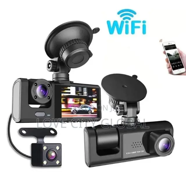 Dash Cam 3CH Car DVR 3" Full Color 1320P HD Wifi Loop Record