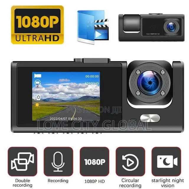 Dash Cam 3CH Car DVR 3" Full Color 1320P HD Wifi Loop Record