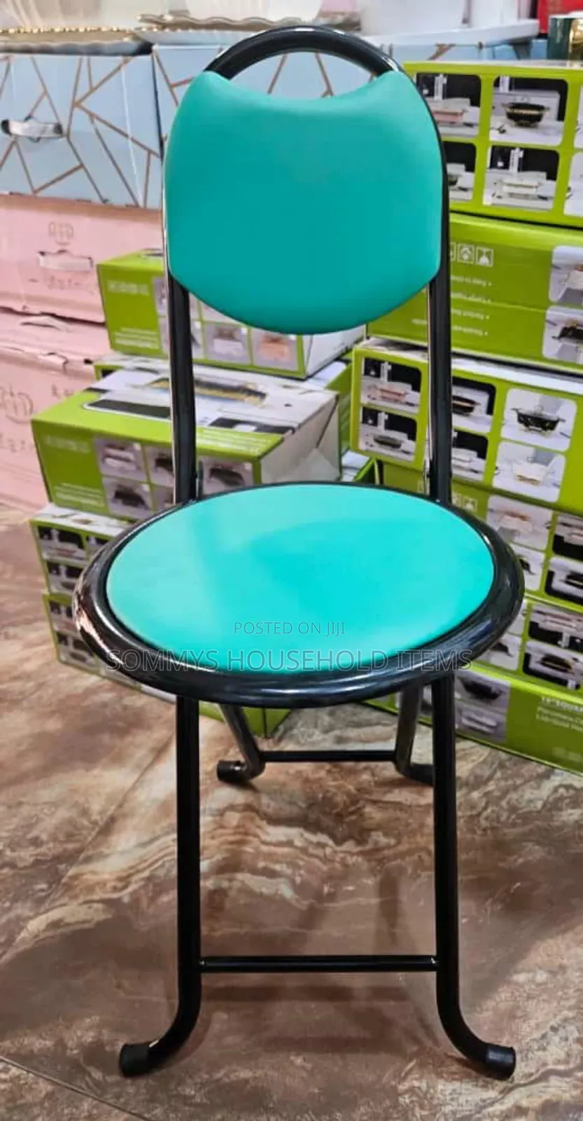 Foldable Padded Steel Chair With Back Rest