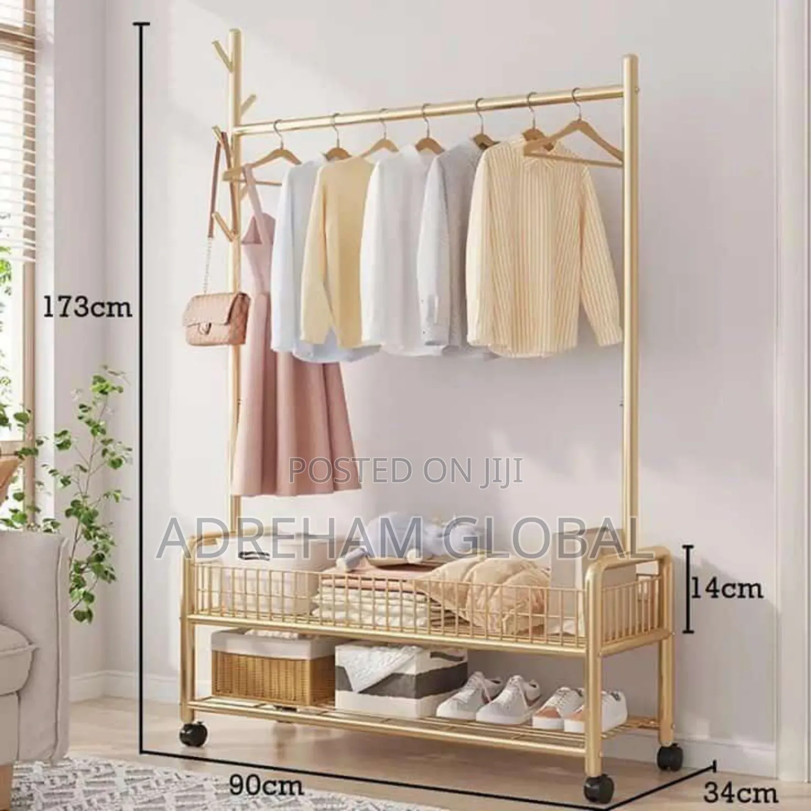 Golden Clothes/Coat and Hat Rack