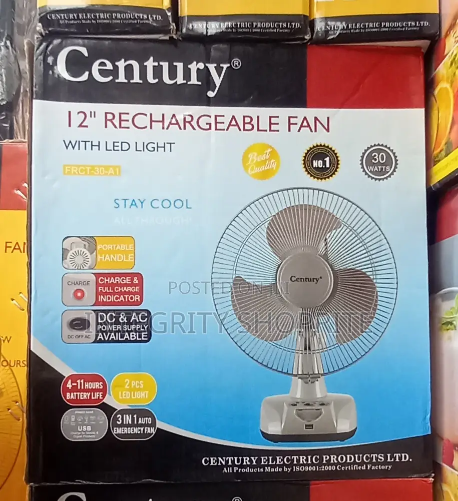 Century 12'' Rechargeable Table Fan FRCT-30-A