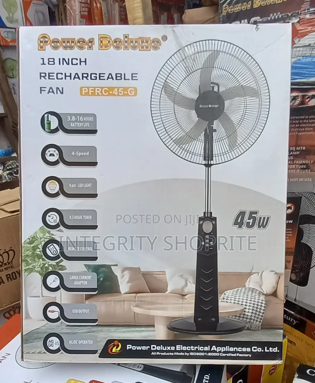 Power Deiuhe 18inchies Rechargeable Fan