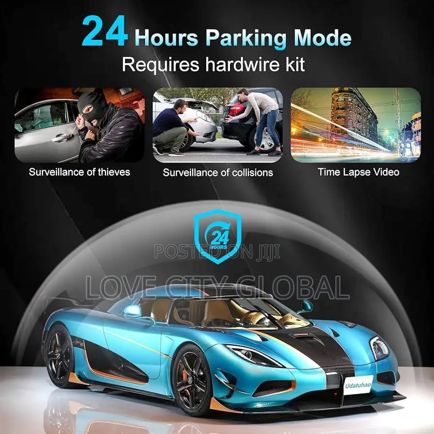 Dual Lens Full Color10" Dashcam IPS Touchscreen Wifi ADAS