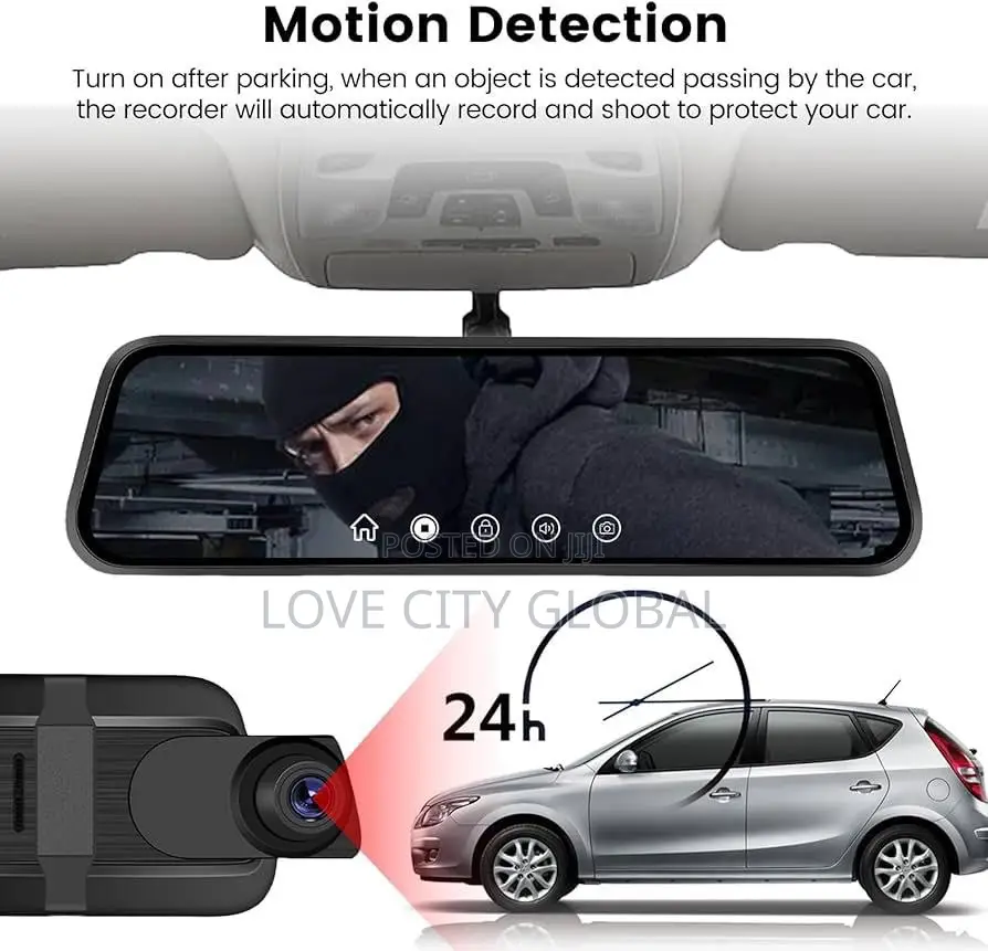 Dual Lens Full Color10" Dashcam IPS Touchscreen Wifi ADAS