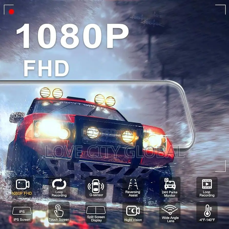  HD 10" Car Camera Ipstouchscreen Nightvision Wifi Dashcam
