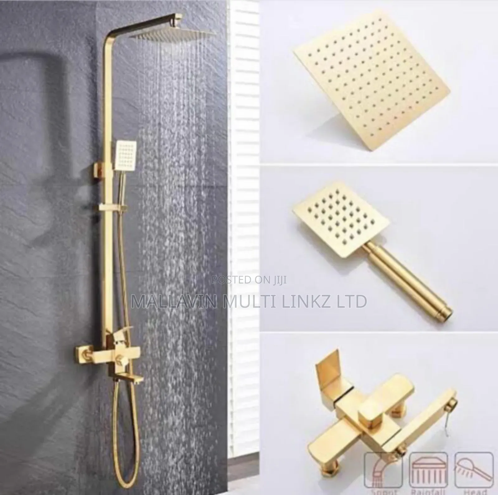 Matte Gold Square Shower Mixers