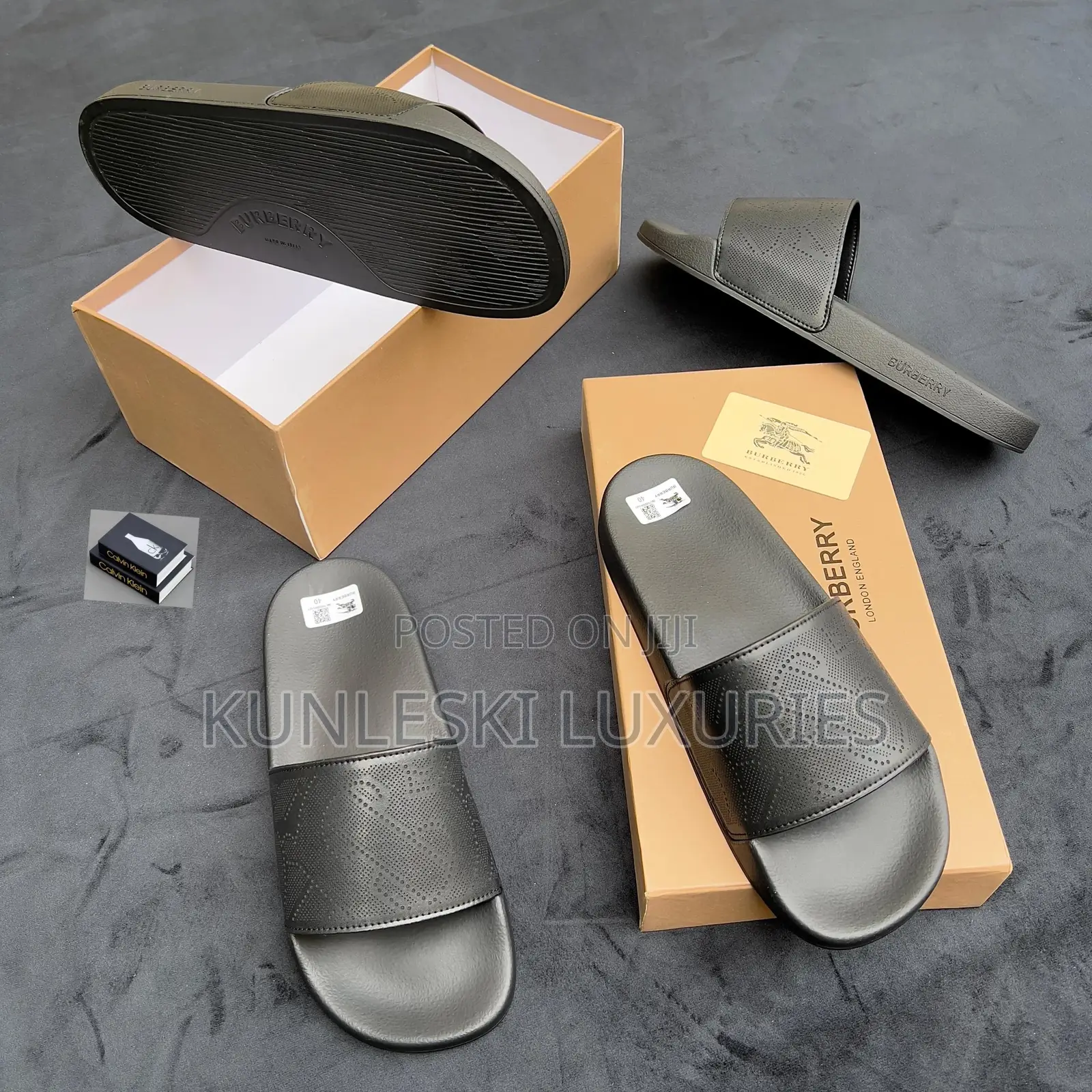 Original Burberry Leather Slides