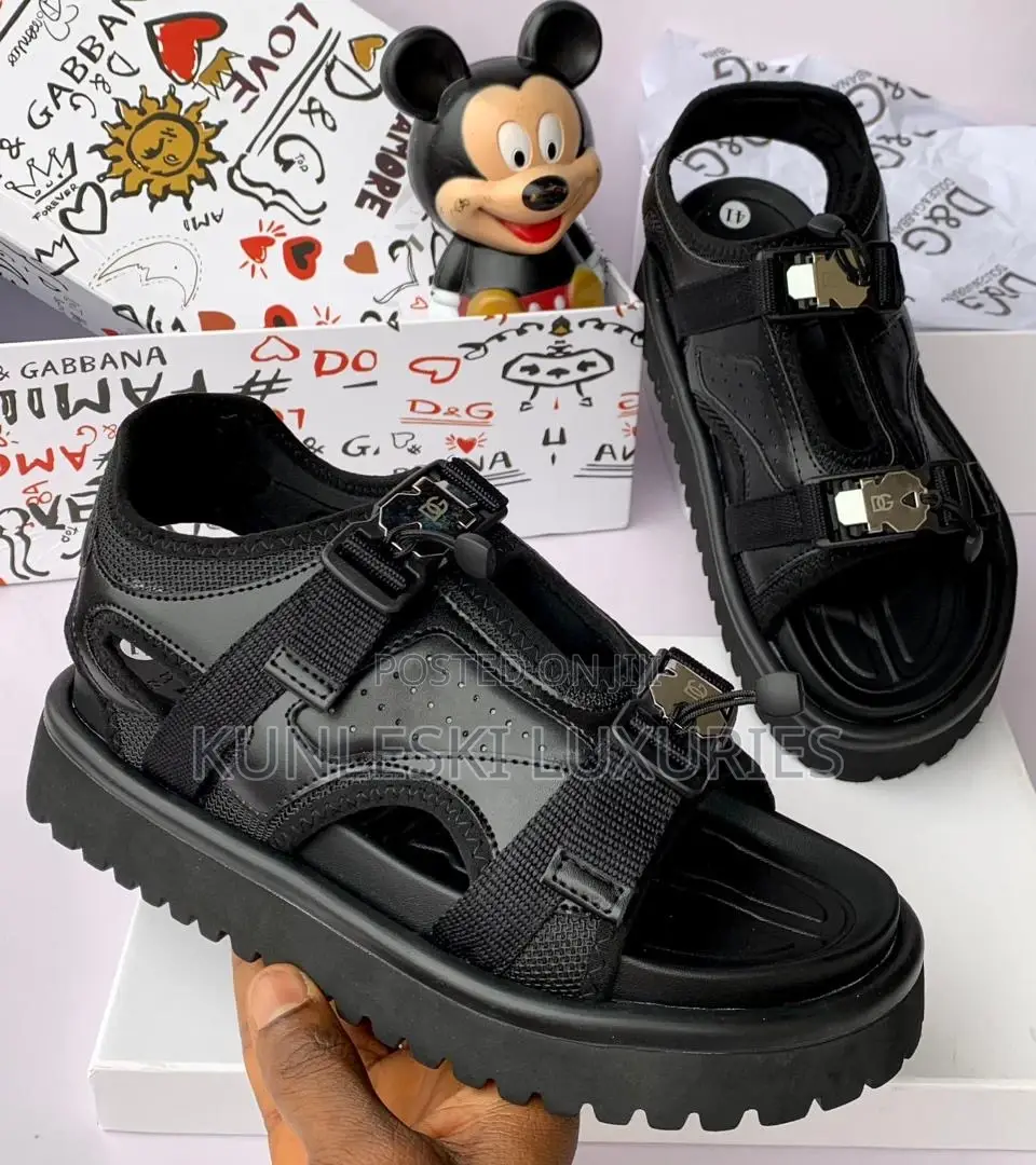Original Dolce Gabbana Black Leather Sandals