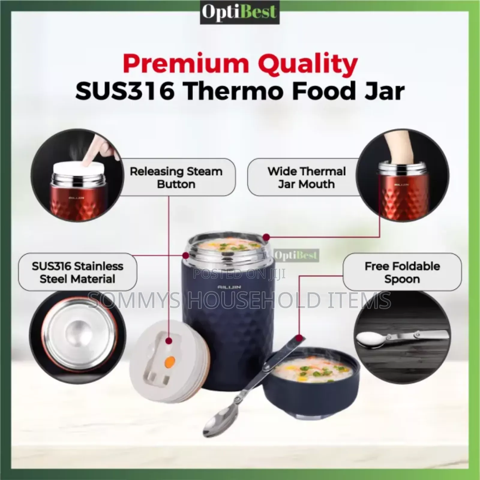 1l Ailijin High Quality Insulated Food Flask
