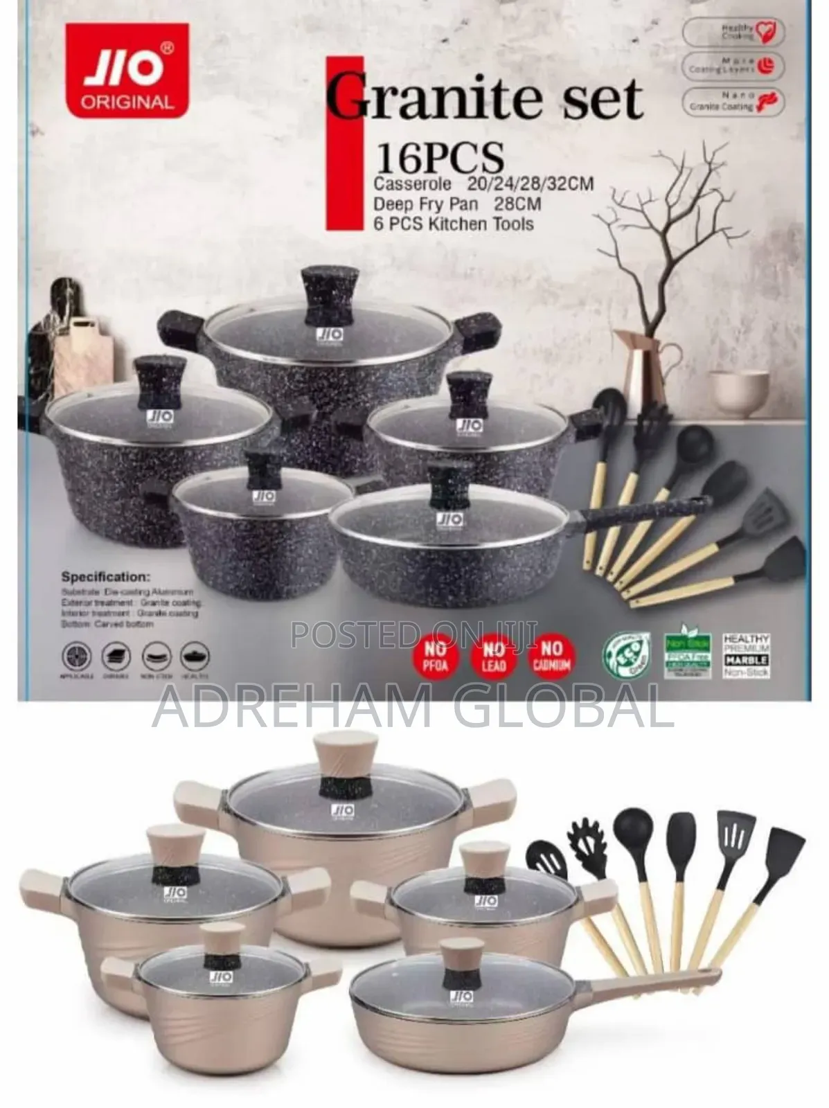 16pcs Jio Granite Pot Set With Silicon Spoon