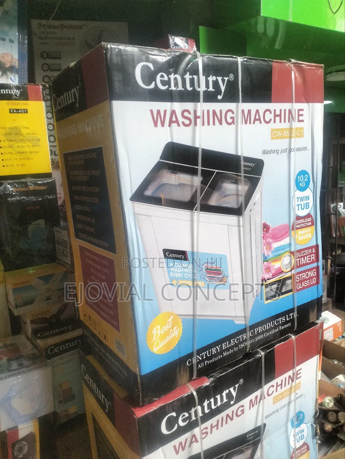 Century 10.2kg Twin Tub Washing Machine, Spin 6kg