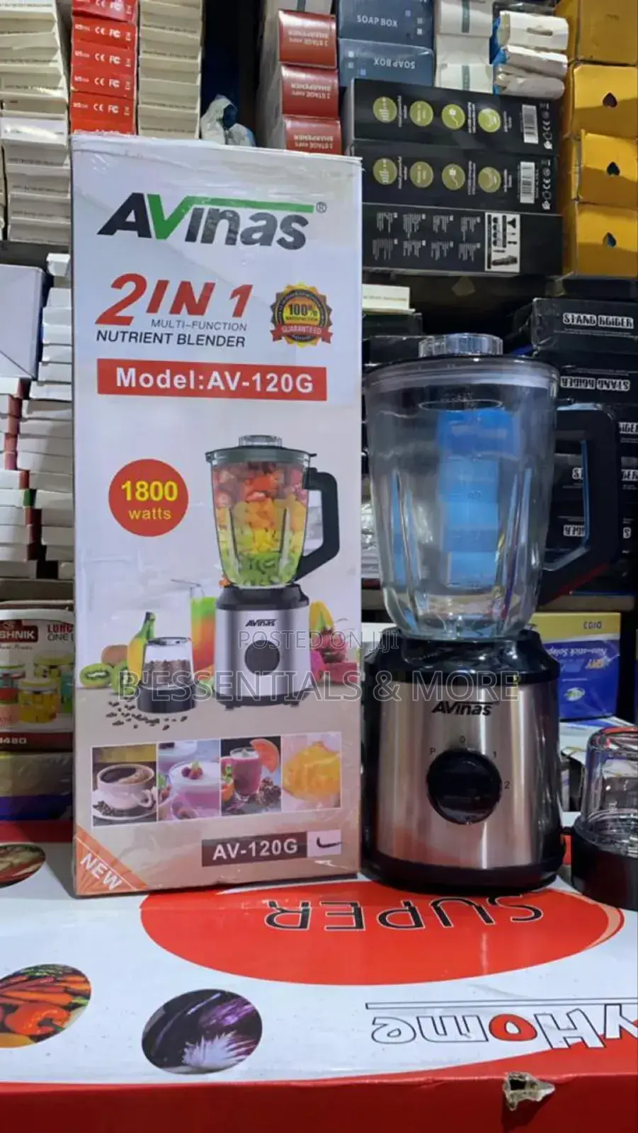 1800watts 2 IN 1 Avinas Glass Jar Blender