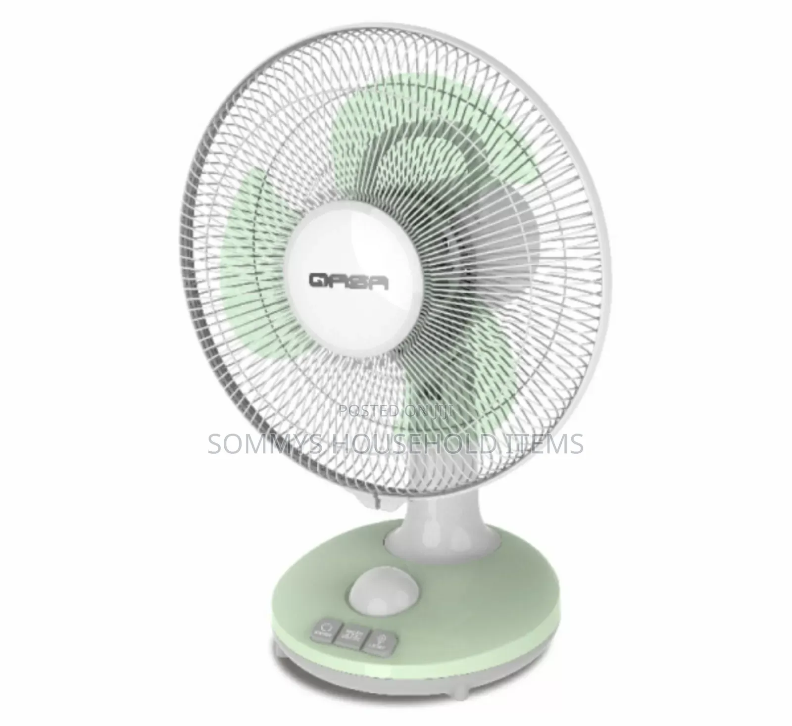 12" Qasa Rechargeable Solar Fan With Solar Panel And 2 Bulbs