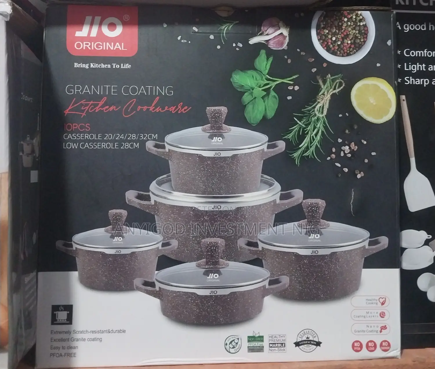 5 Sets of Granite Discast Non-Stick Cooking Pots