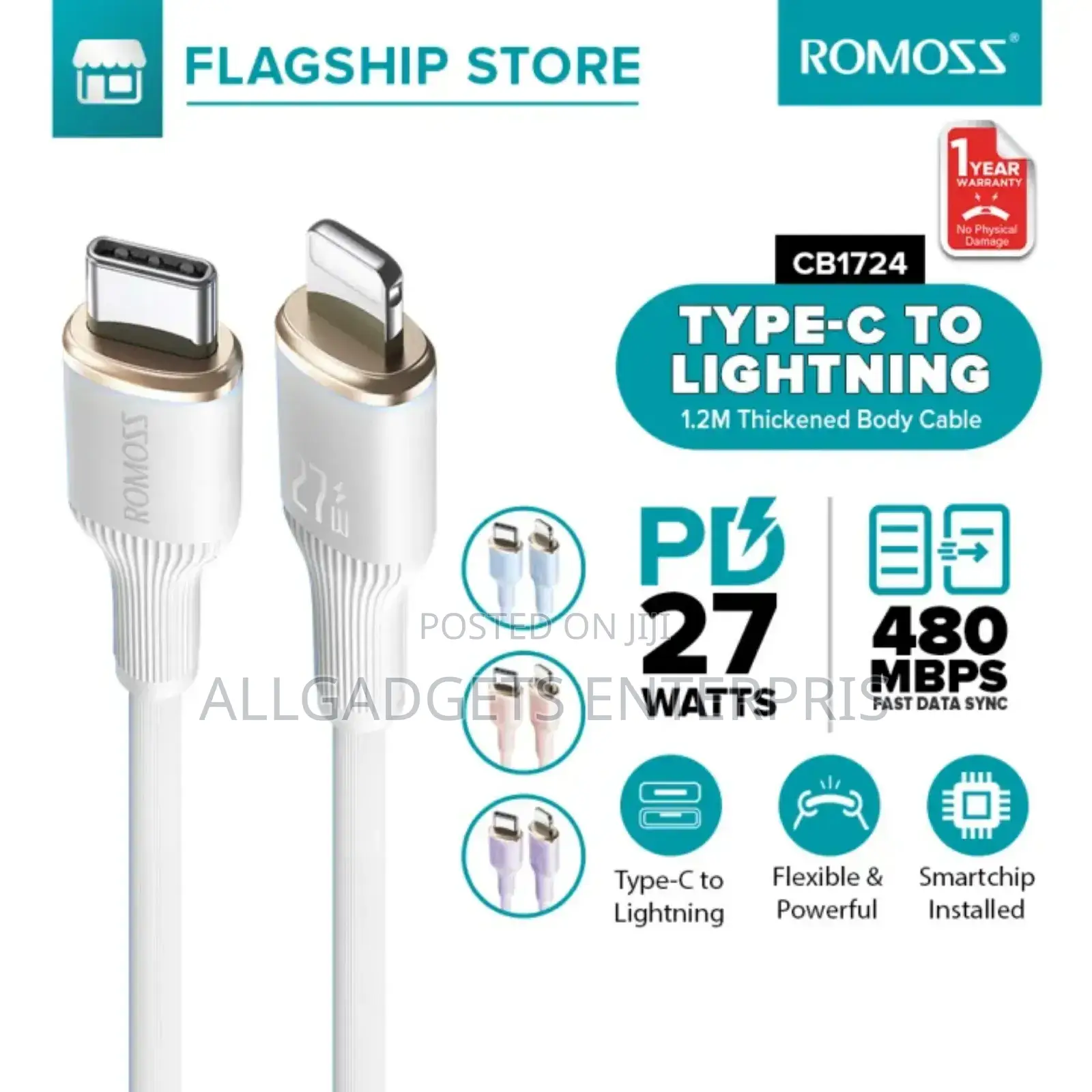 Romoss Type C to Lighting 27W iPhone Cable