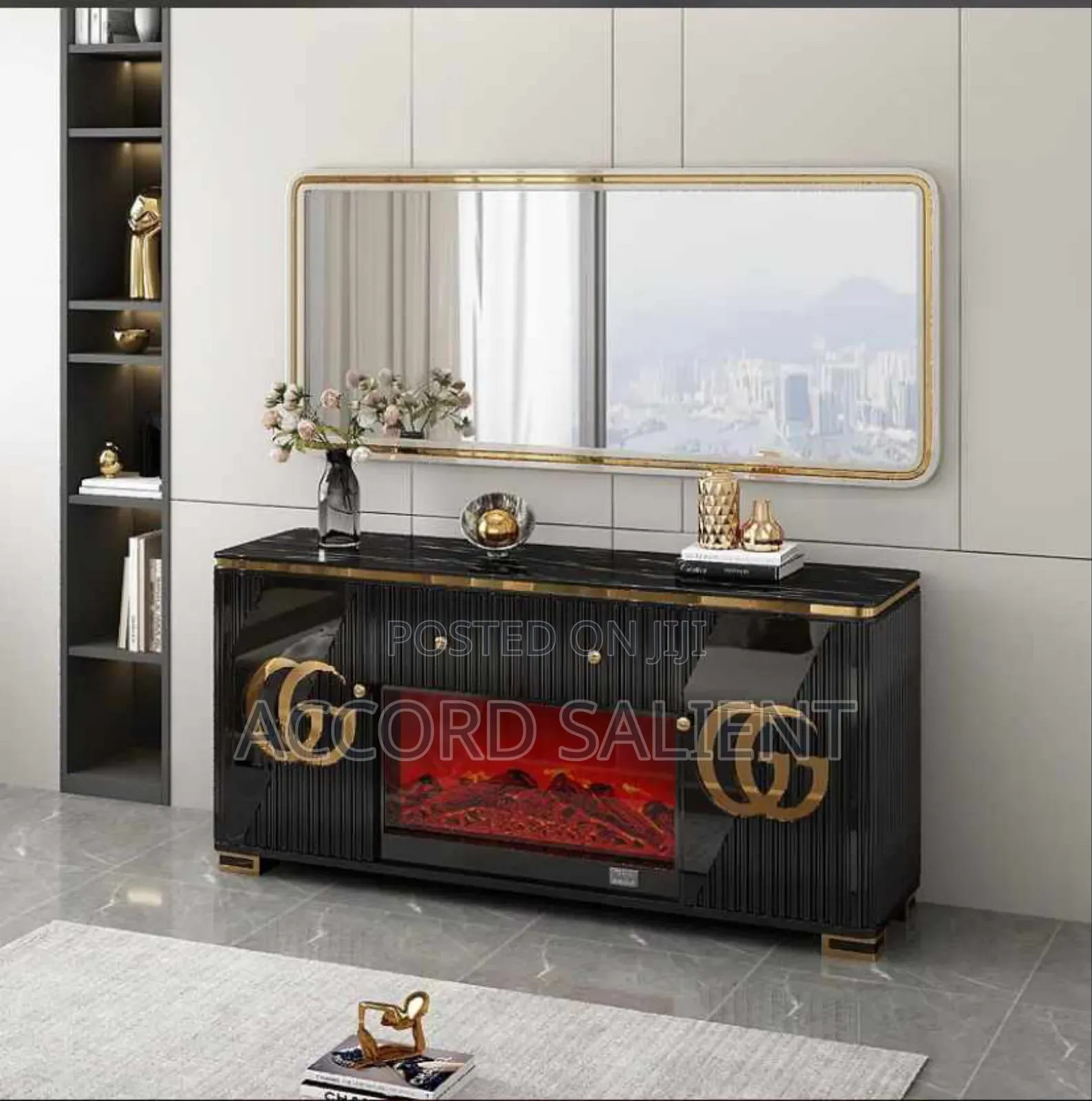 Unique Foreign Fireplace TV Stand