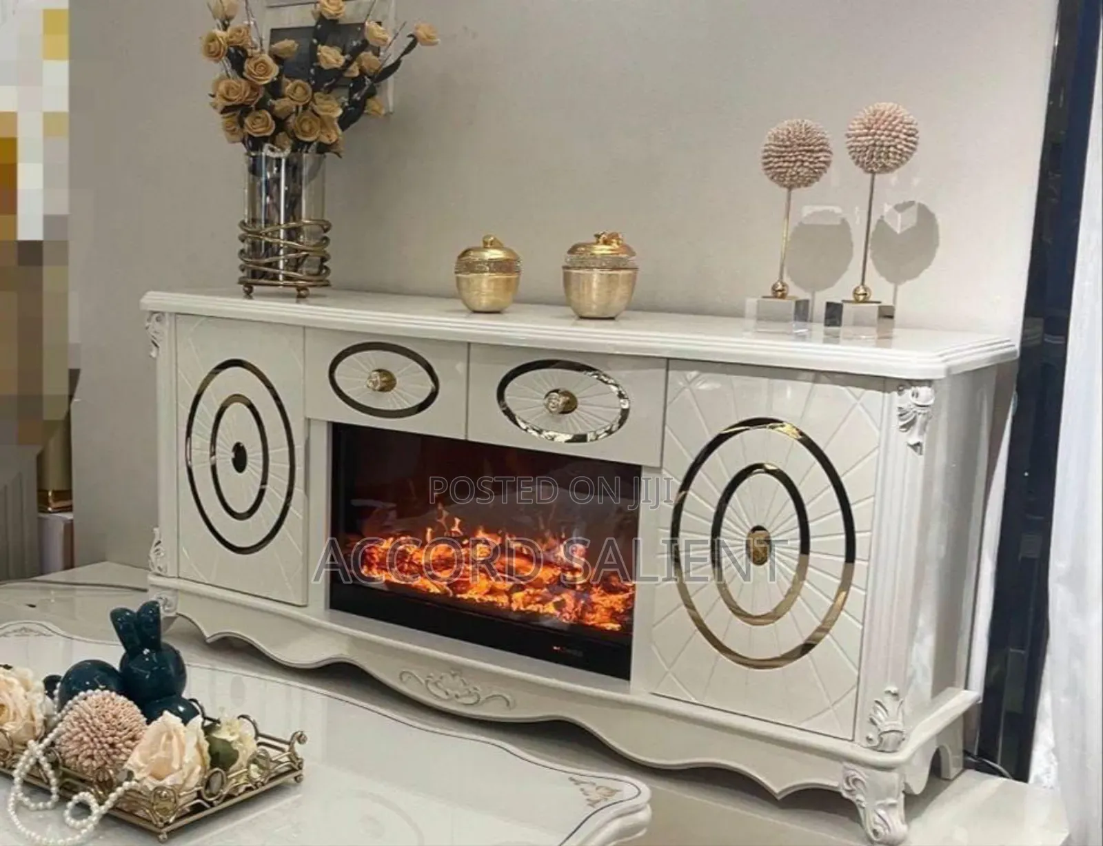 Foreign Fireplace TV Stand White