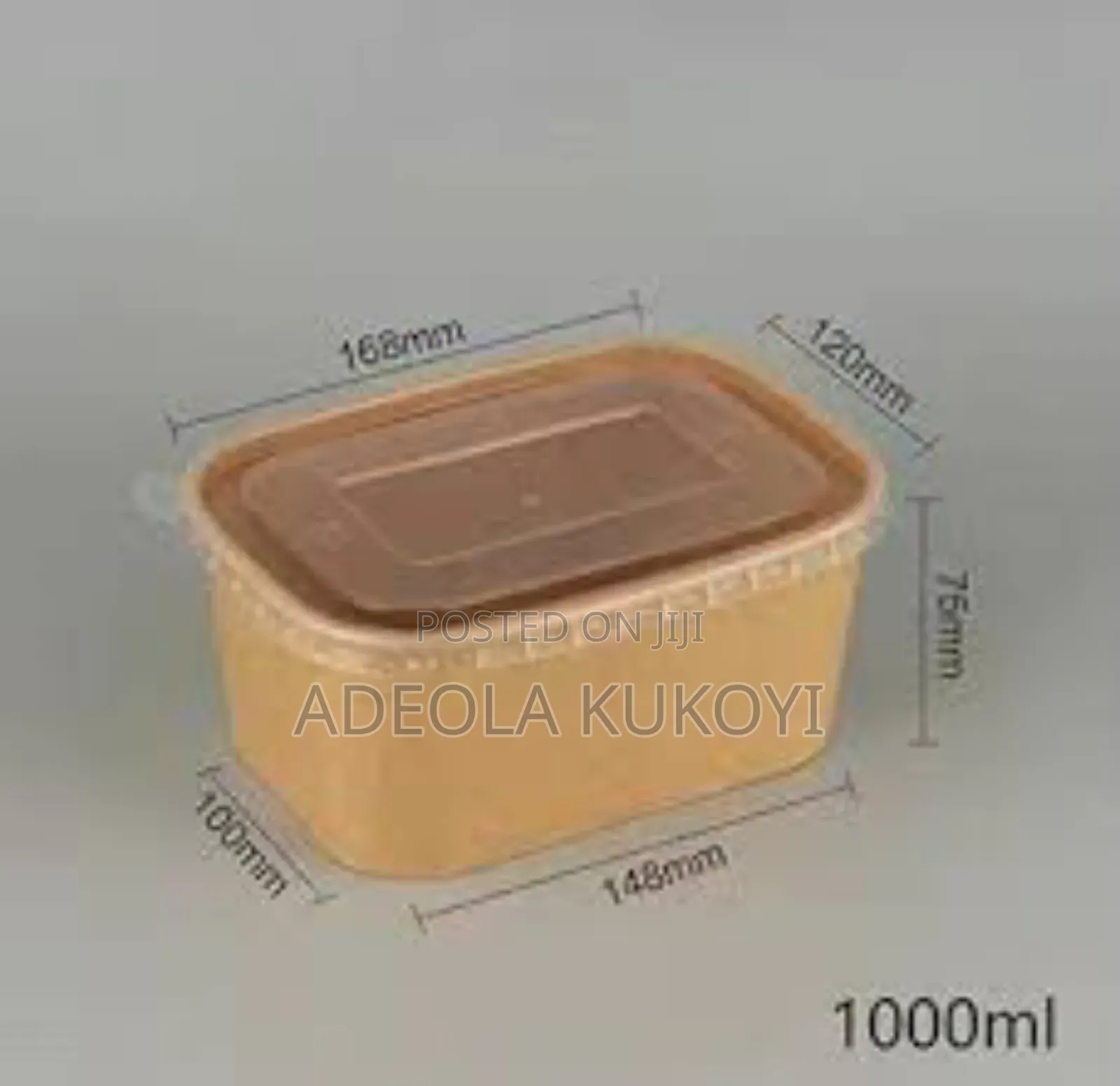1000ml Rectangle Kraft Food Bowl - 1000pcs