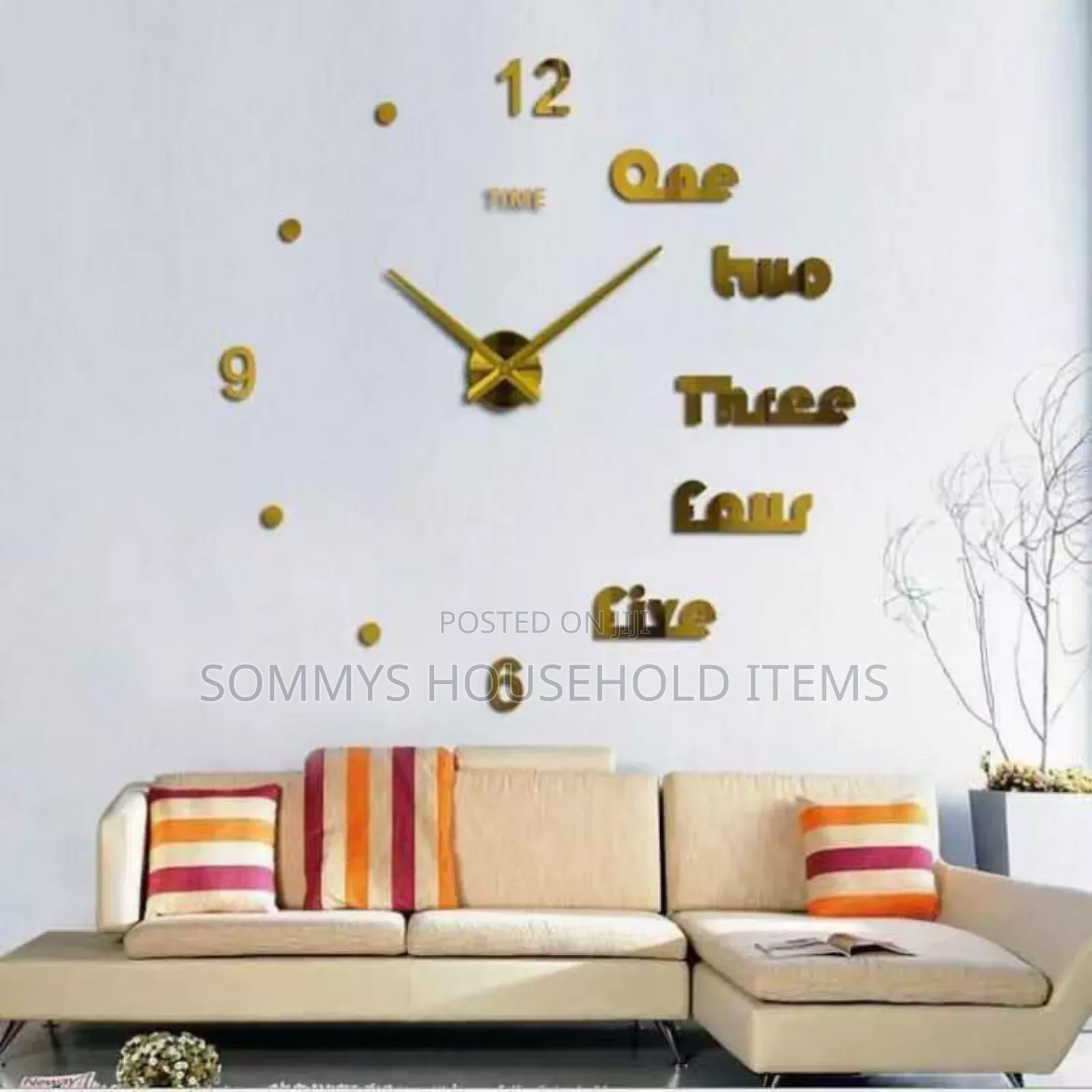 DIY Wall Decor Clock, Gold Black Colour