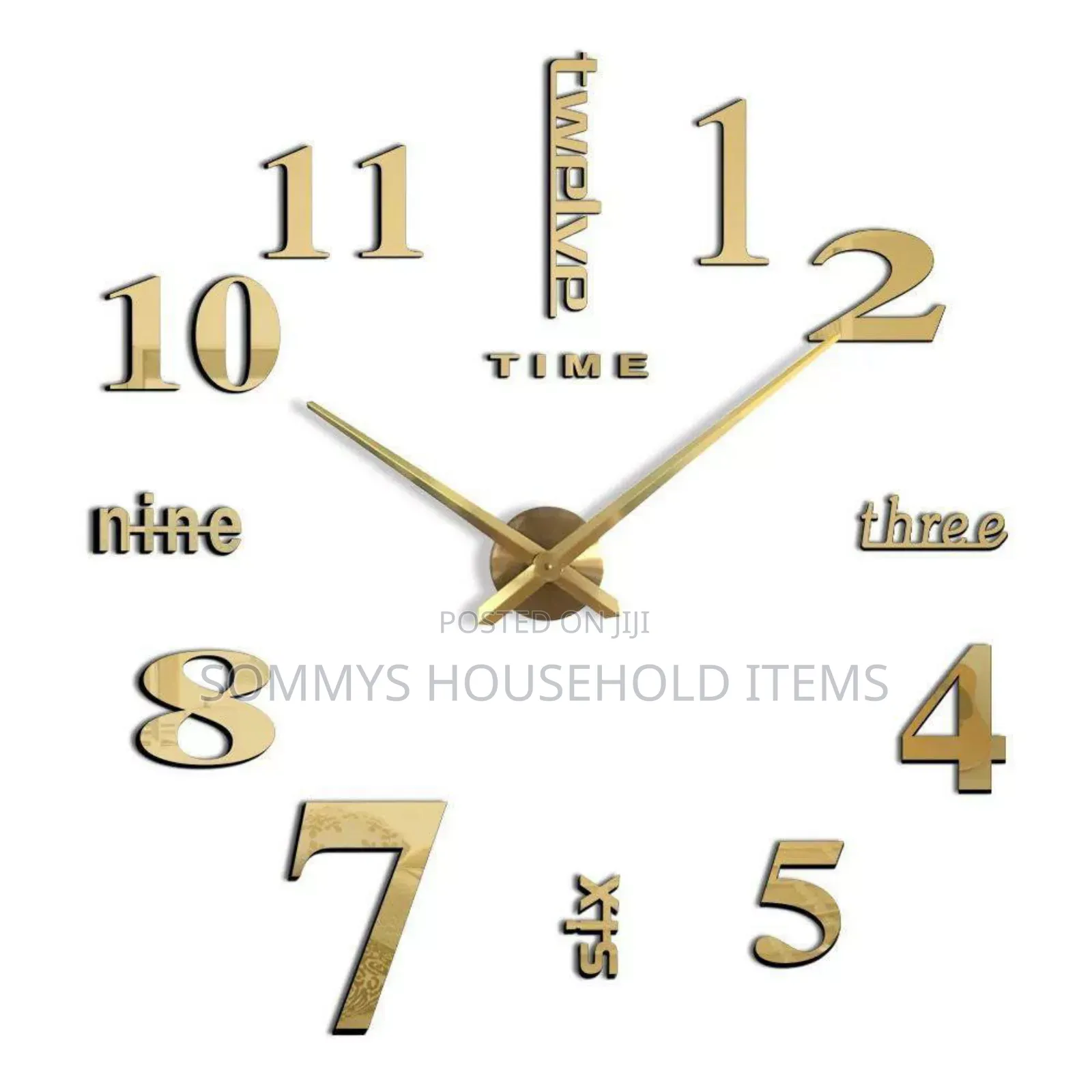 DIY Wall Decor Clock, Gold Black Colour