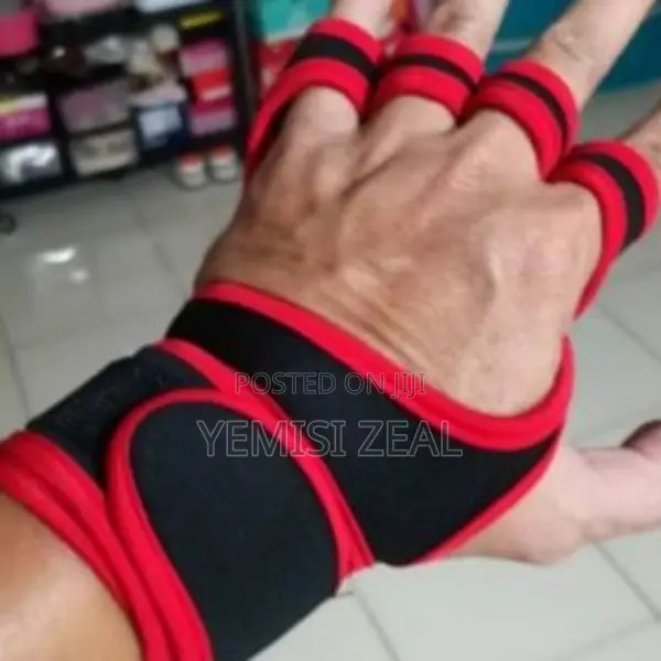Black and Red Fingerless Gloves