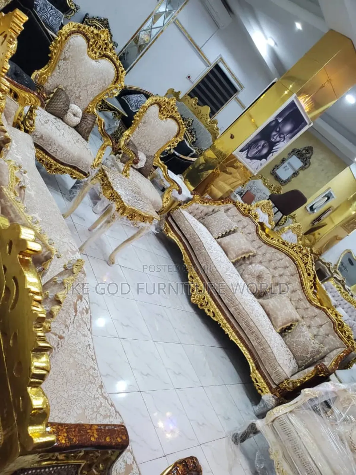 Setc of High Classic Turkish Royal Fabric Sofa Chair