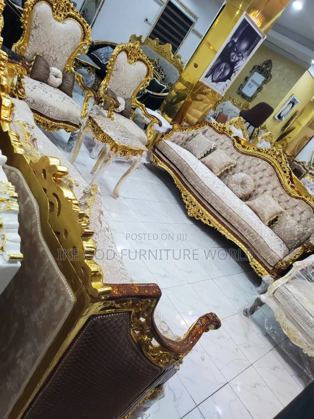 Setc of High Classic Turkish Royal Fabric Sofa Chair
