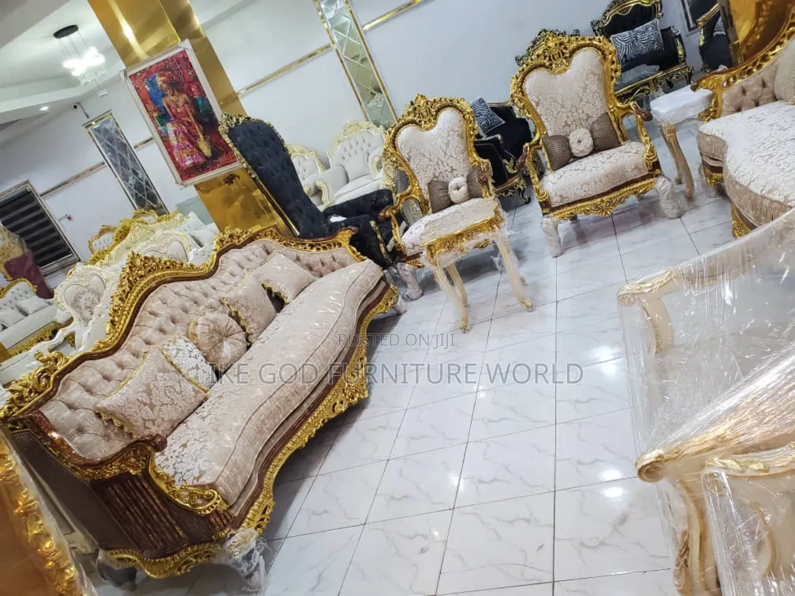 Setc of High Classic Turkish Royal Fabric Sofa Chair