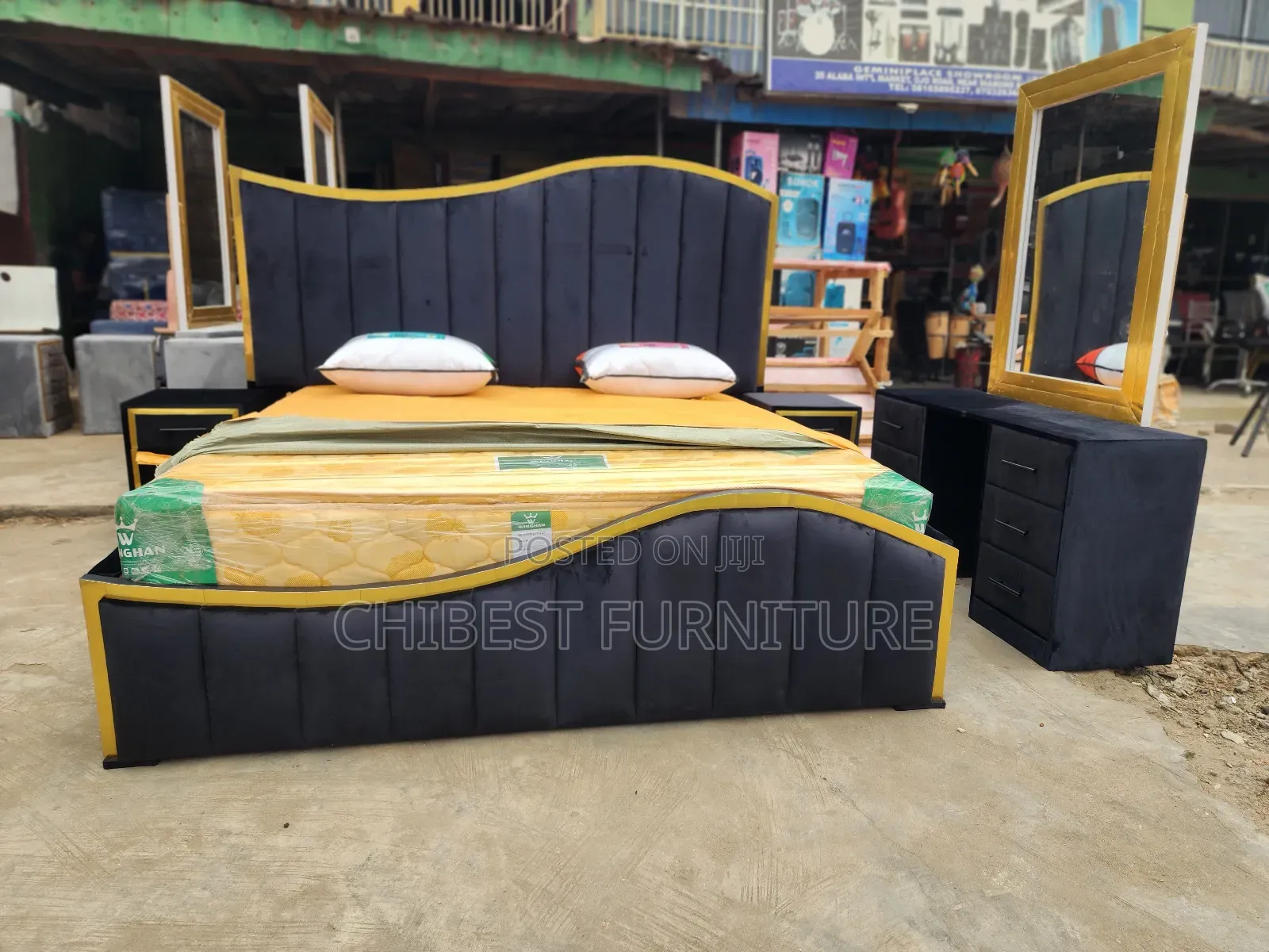 6by6 Complete Set of Upholstery Padded Bed Frame