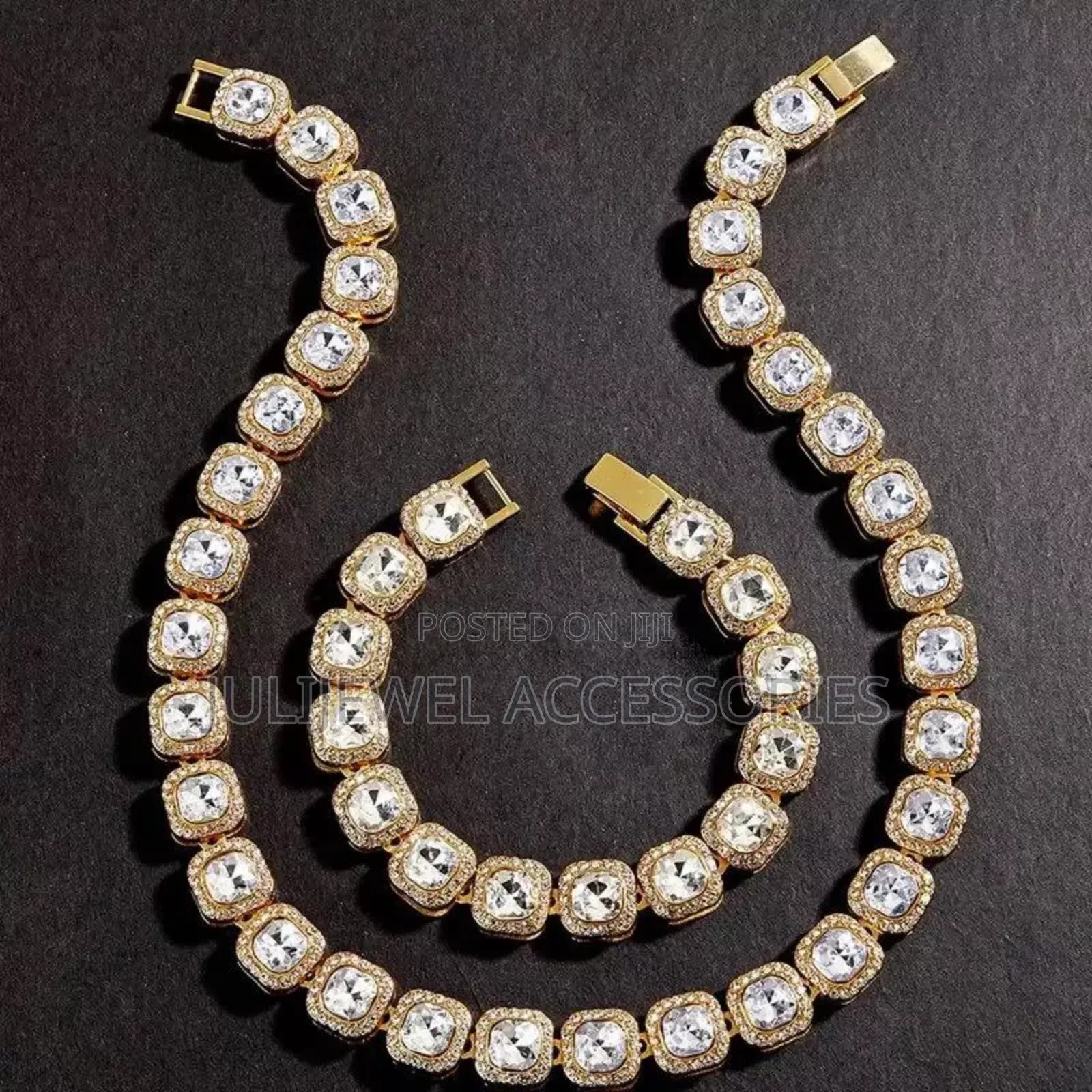 Men Tennis Necklace and Bracelet