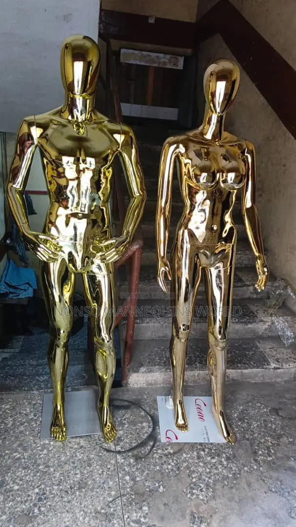 Faceless Normal Body Size Male Gold Chrome Mannequin