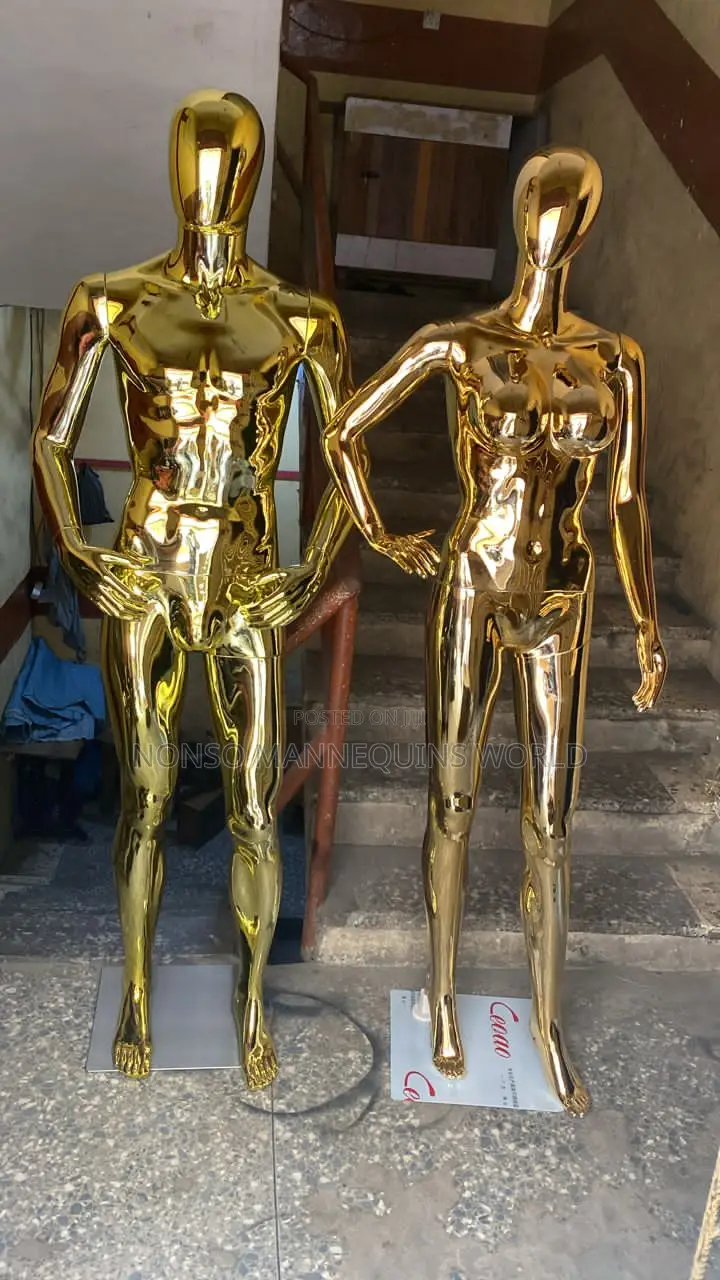 Faceless Normal Body Size Male Gold Chrome Mannequin