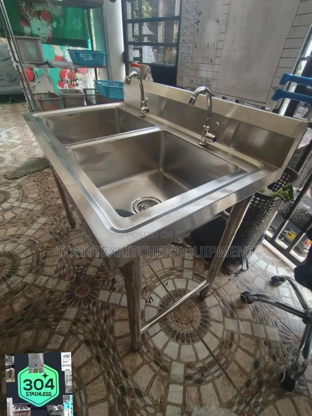 Commercial Double Sink Without Side