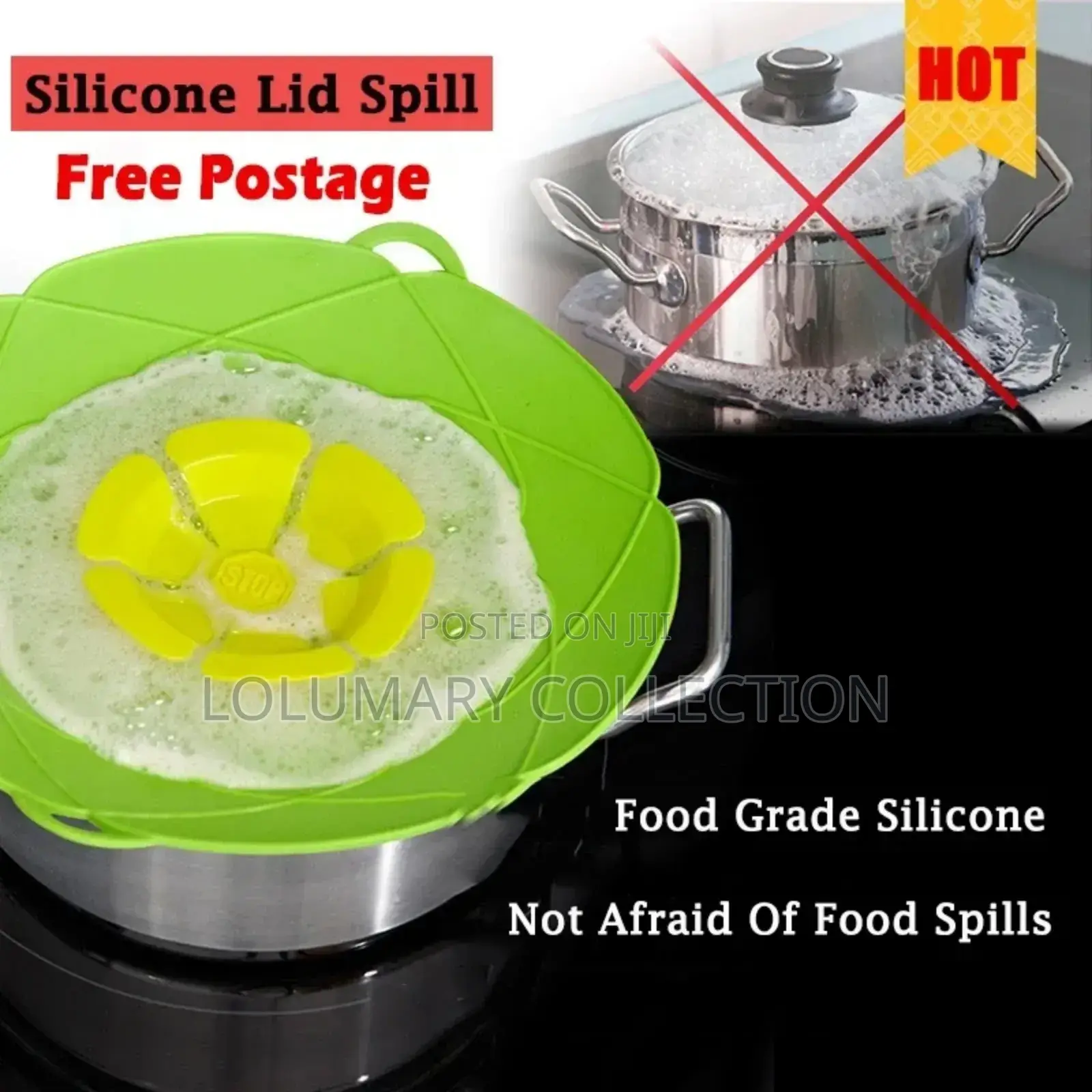 Silicone Lid Spill Stopper Cover for Pot Pan Kitchen