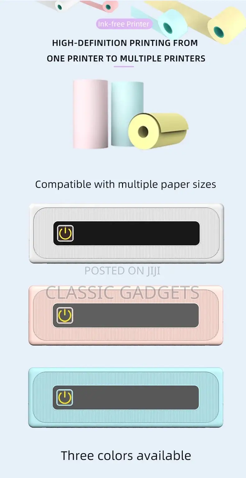 Portable 2in 3in 4in Self-Adhesive Paper Label A4 Printer