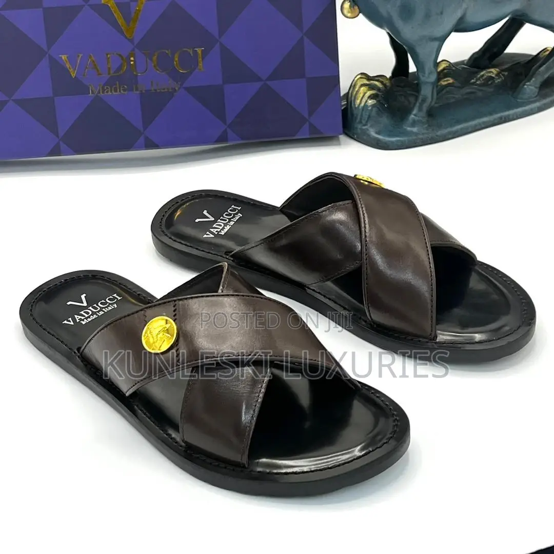 Original Vaducci Italian Leather Slippers in 4 Colors Ways