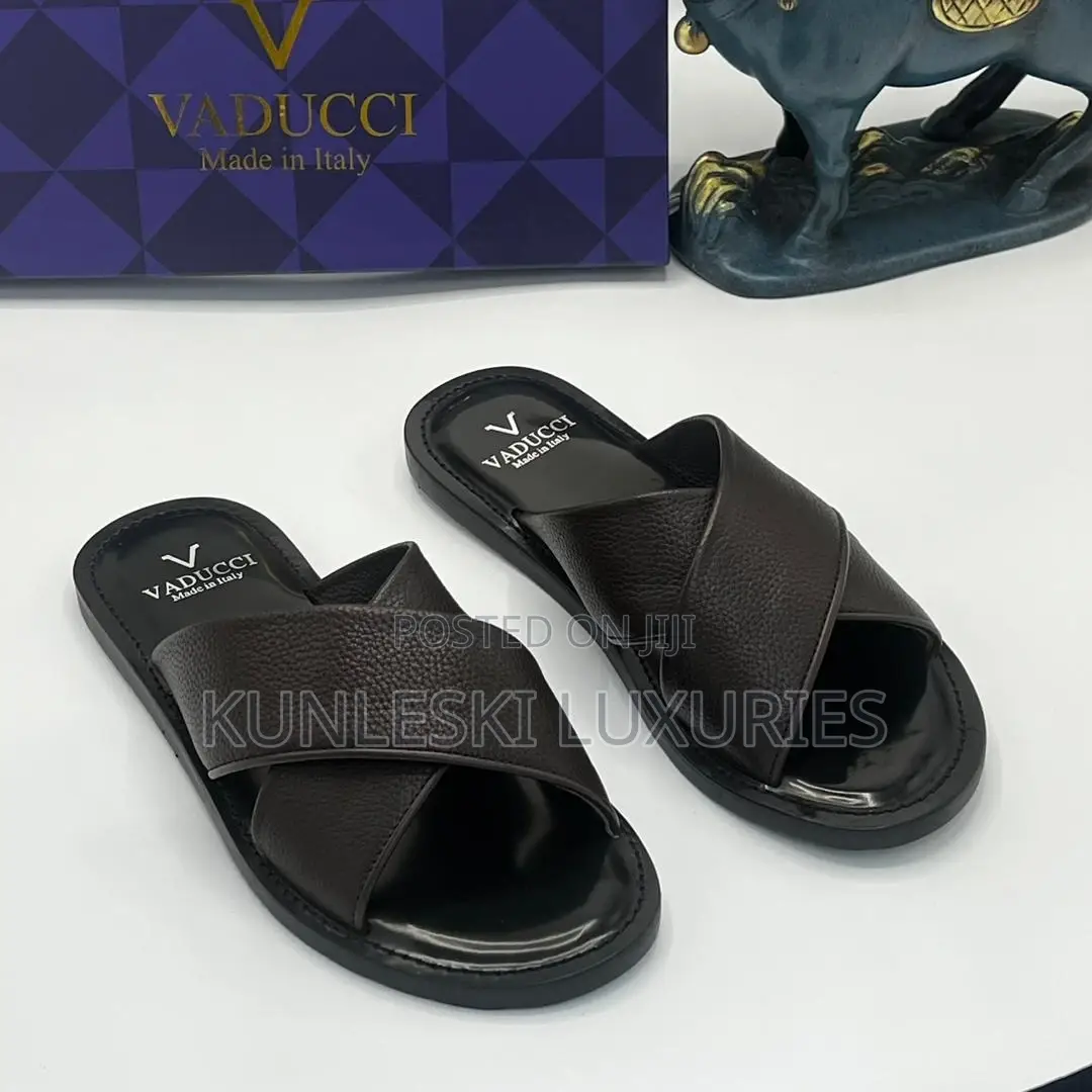 Original Vaducci Italian Leather Slippers in 4 Colors Ways