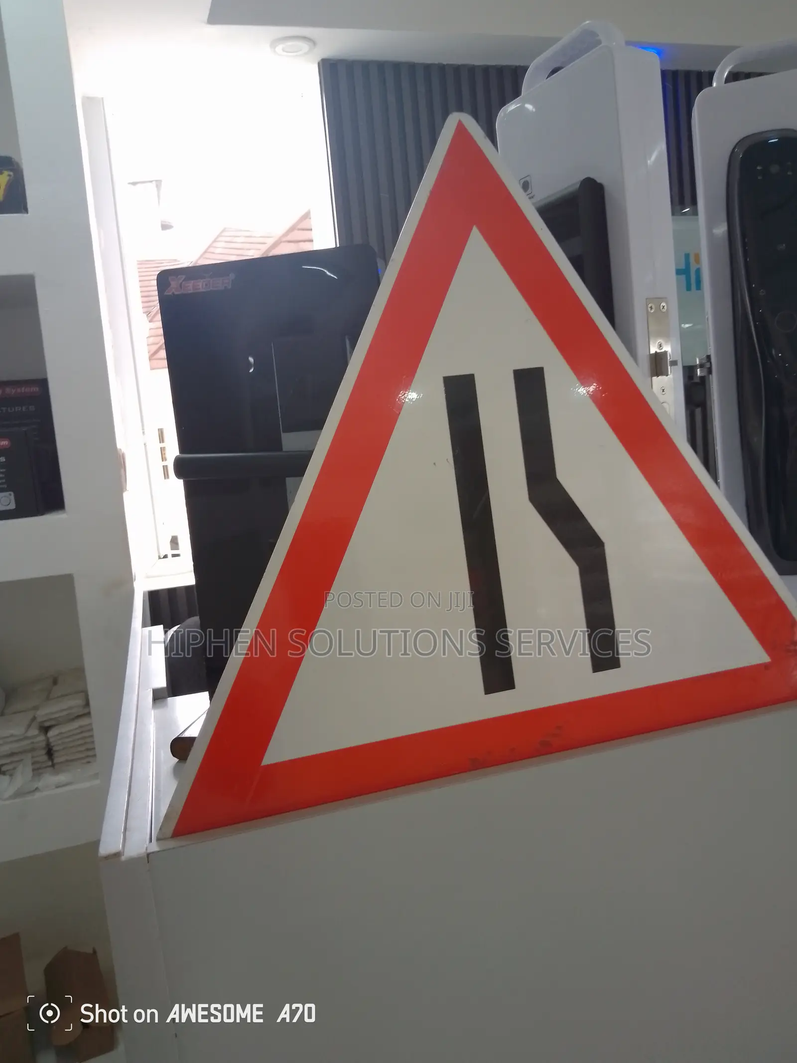 Traffic Road Signs Right Lane Ends Ahead