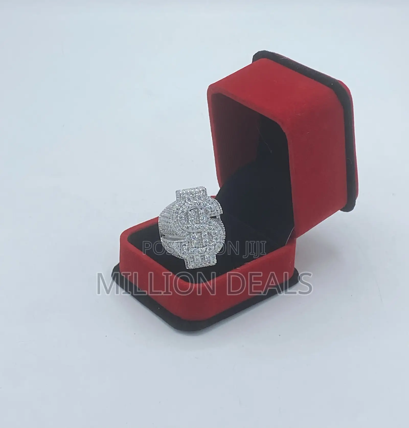 Iced Dollar Sign Men’S Luxe Ring Silver