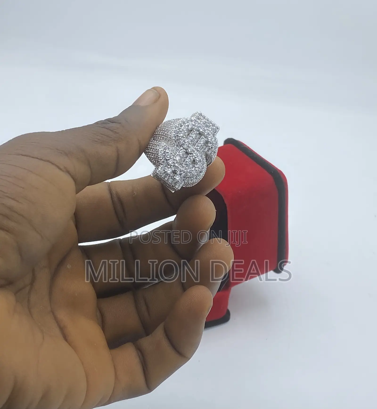 Iced Dollar Sign Men’S Luxe Ring Silver