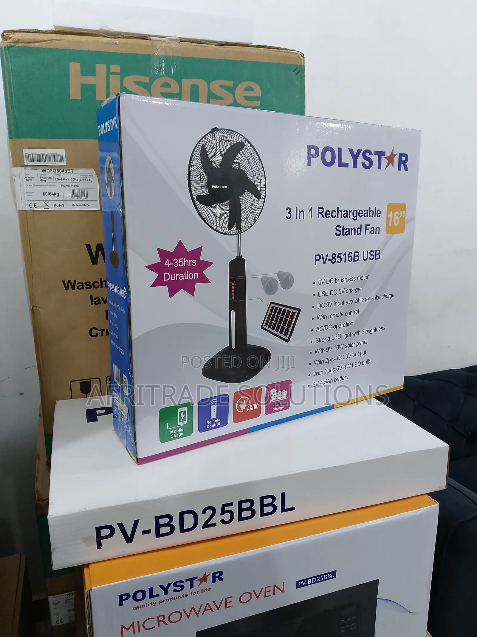 Best Polystar 16" Rechargeable Fan- Five Speed Blade