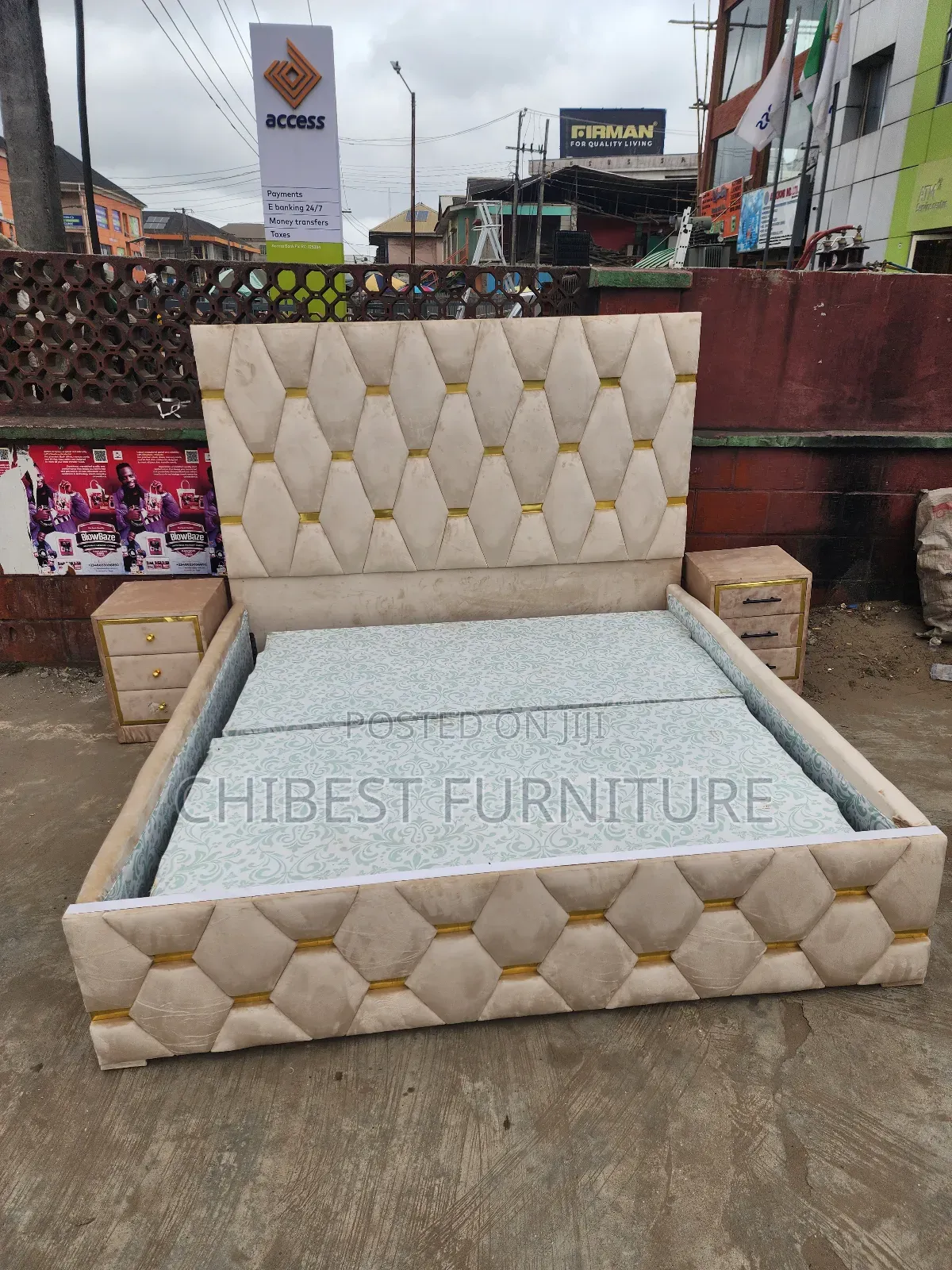 Quality 6by6 Upholstery Padded Bed Frame With Two Bed Sides