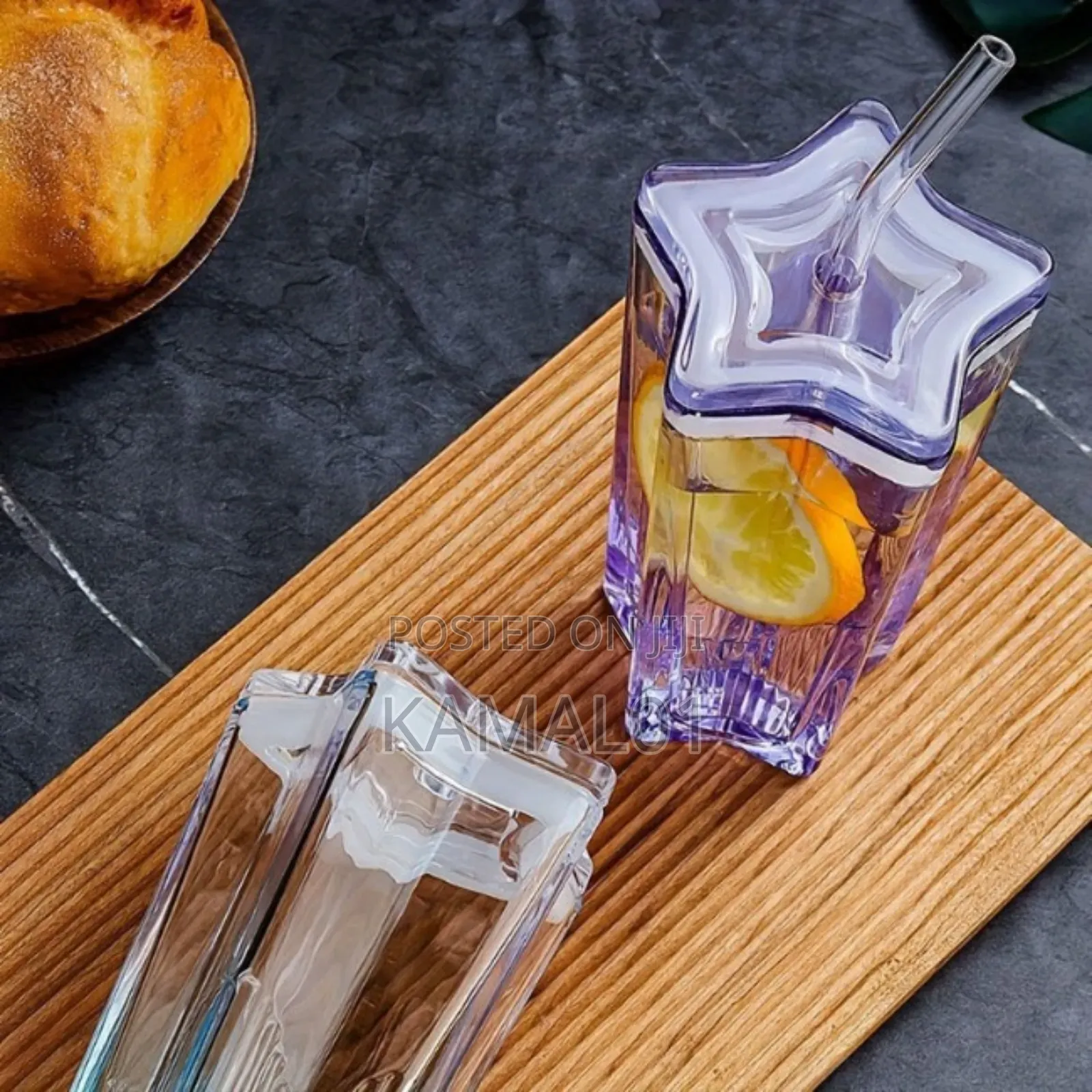 300ml Straw Tumbler Glass Star Drinking Cups