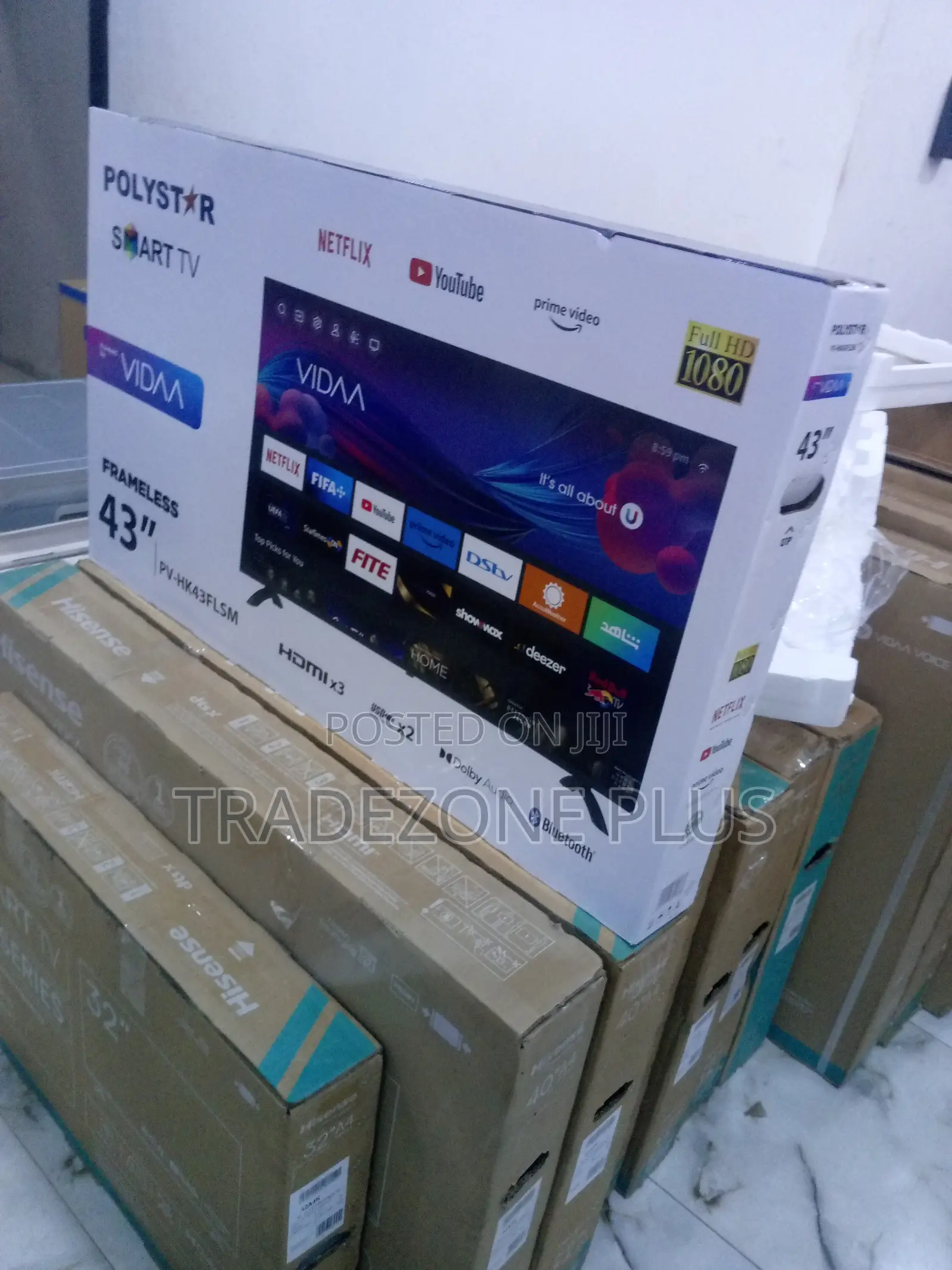Polystar 43" Smart Vidaa Full HD Frameless TV