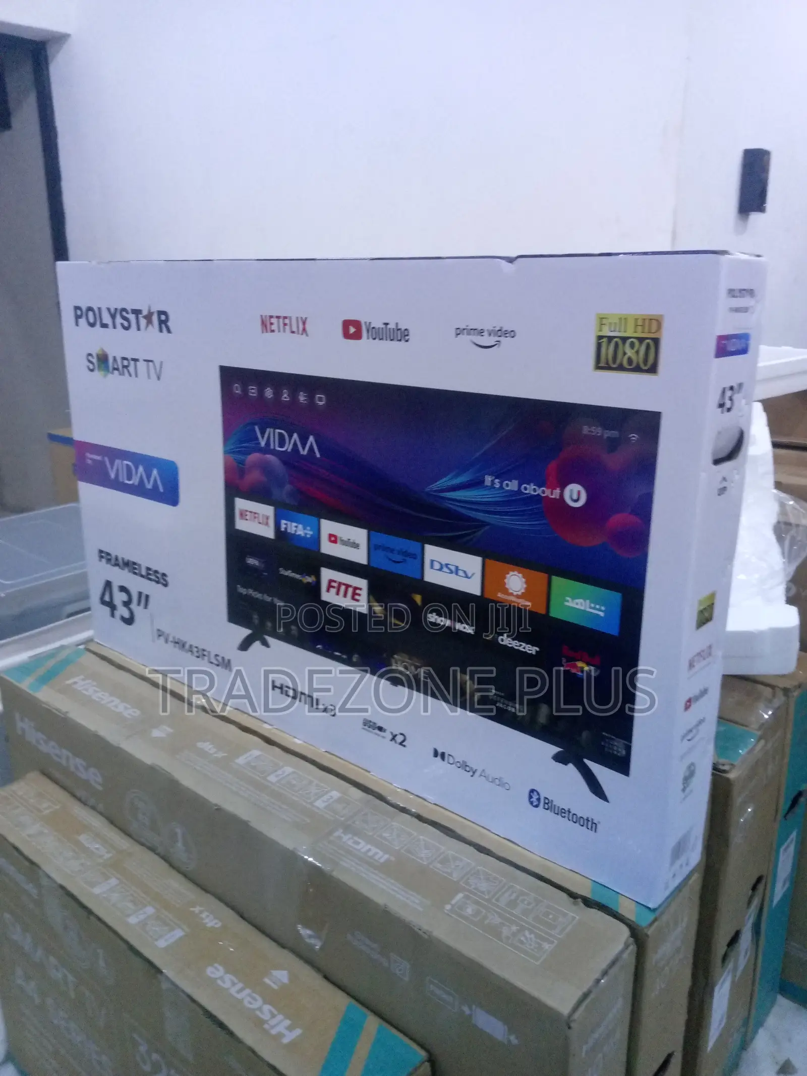 Polystar 43" Smart Vidaa Full HD Frameless TV